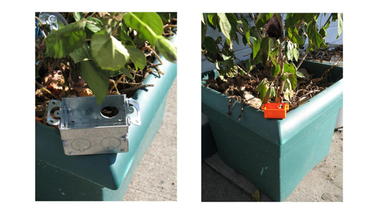 3D printed object on a planter