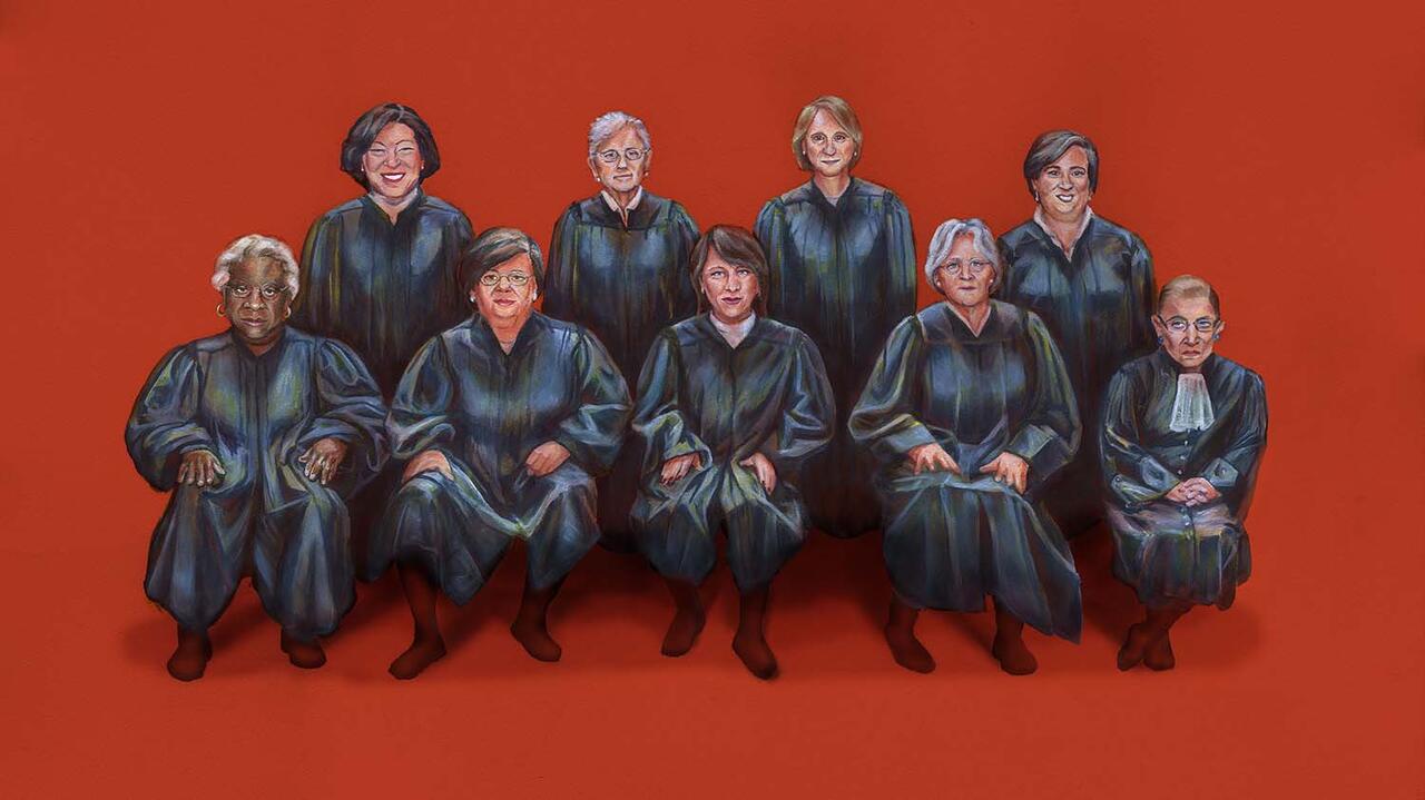 Illustration of women supreme court justices.