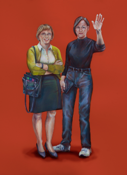 Dual portrait illustration apart of a larger series commenting on sexism.