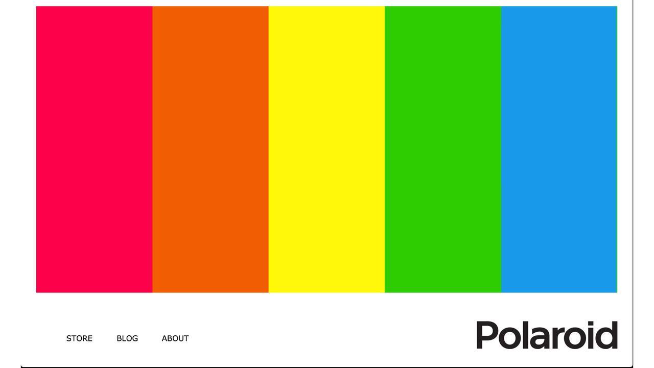 Homepage web design for Polaroid.