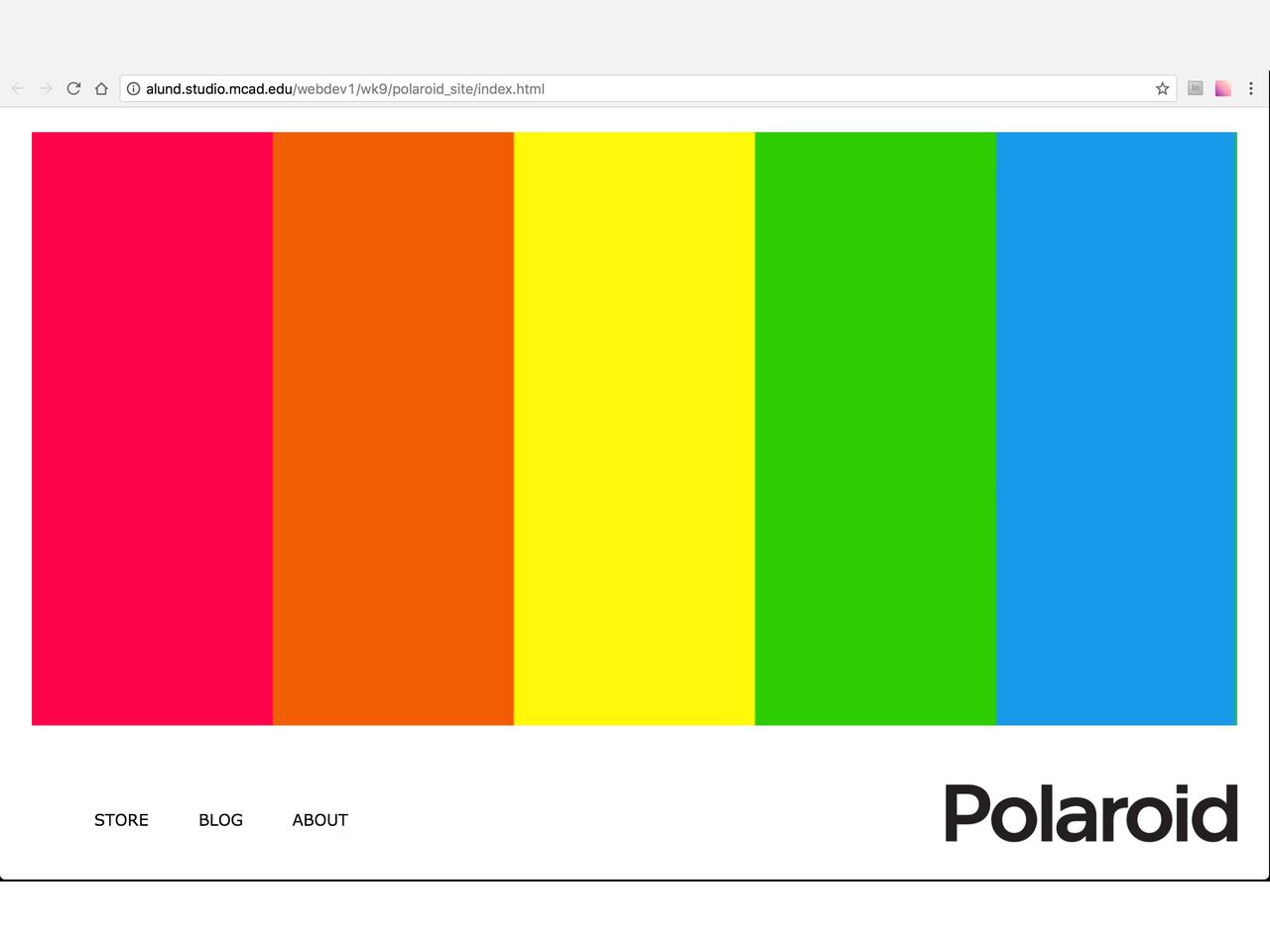 Homepage web design for Polaroid.