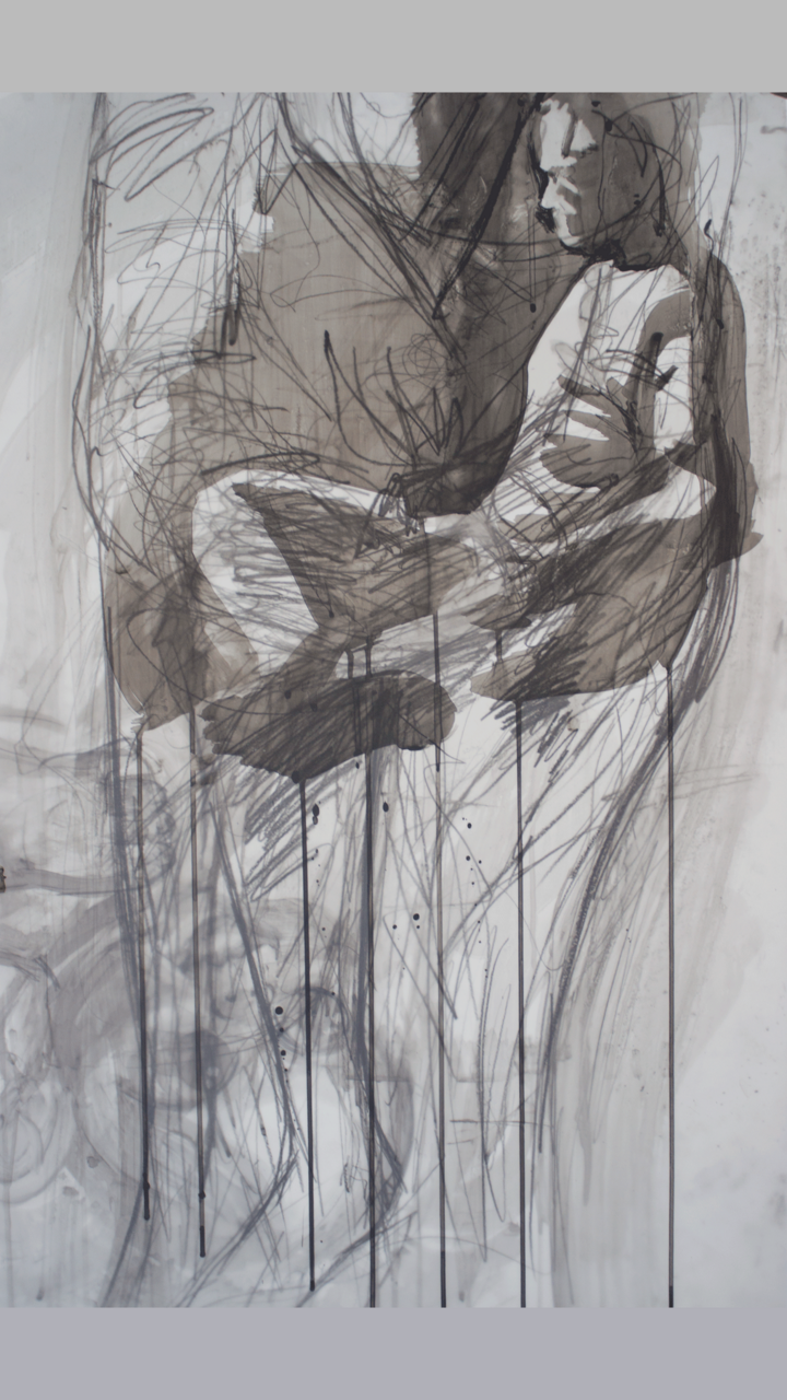 Graphite drawing of human figures