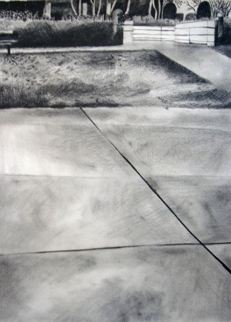 Charcoal landscape drawing of views around MCAD.