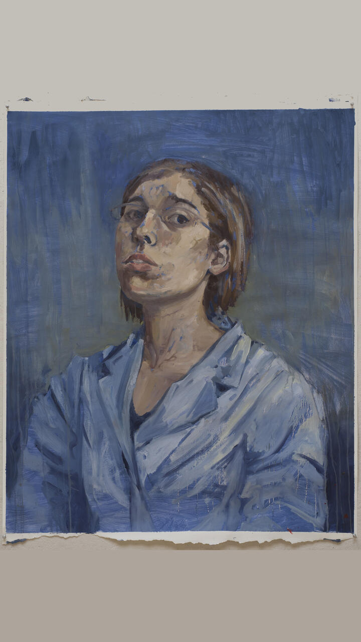 Portrait painting oil on paper