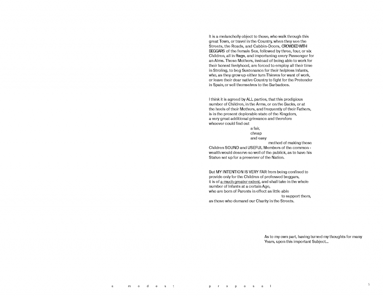 Content work of A modest proposal