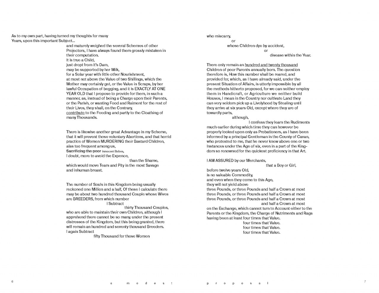 Content work of A modest proposal
