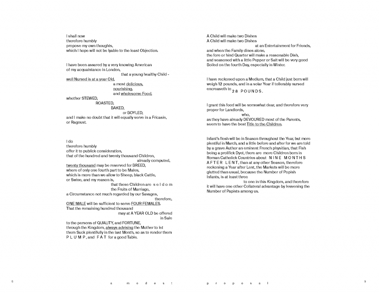 Content work of A modest proposal