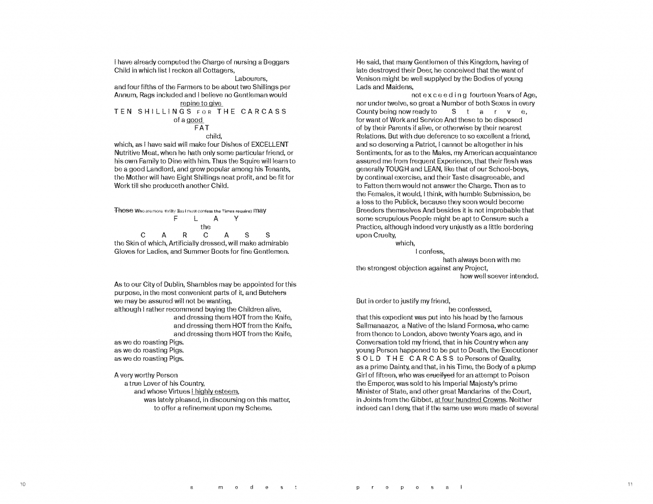 Content work of A modest proposal