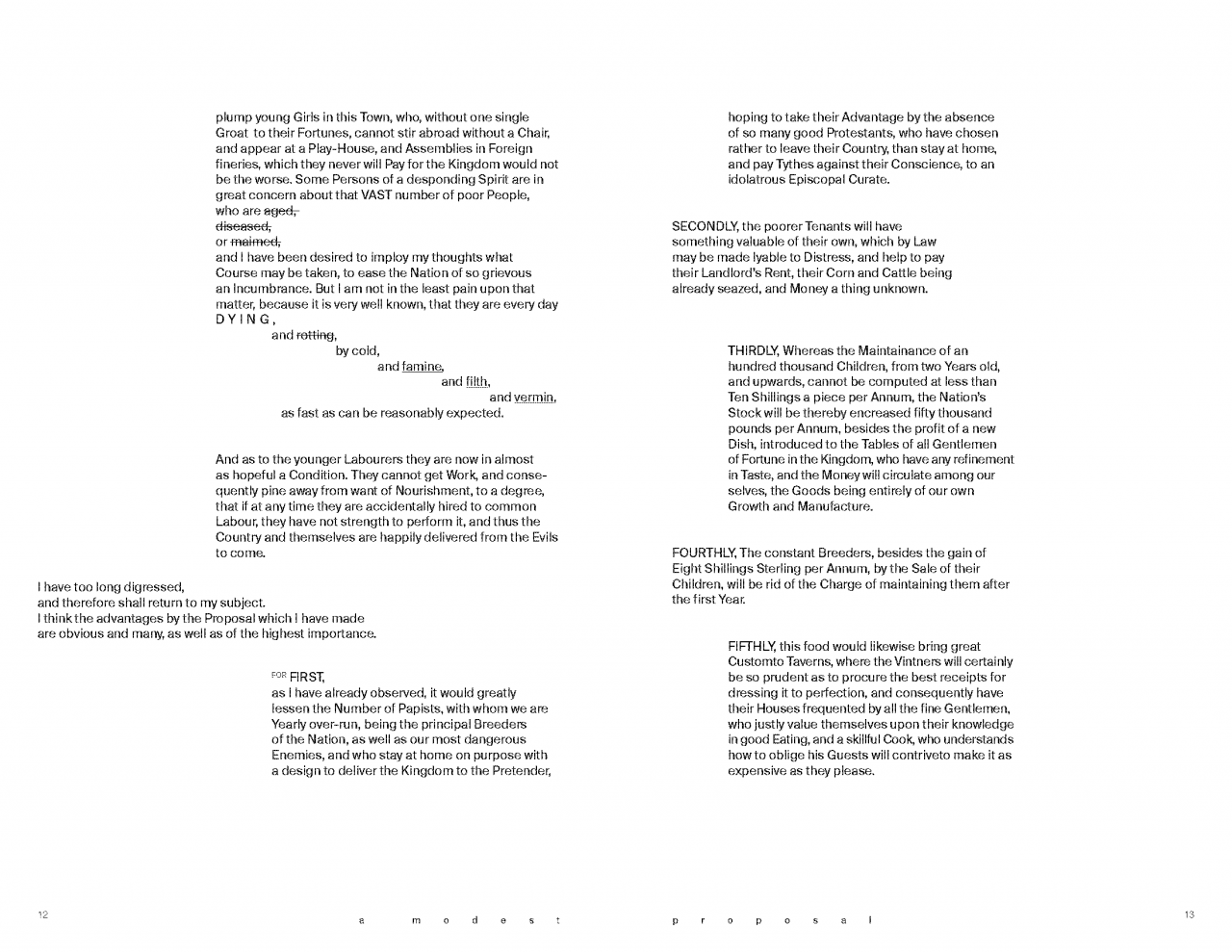 Content work of A modest proposal
