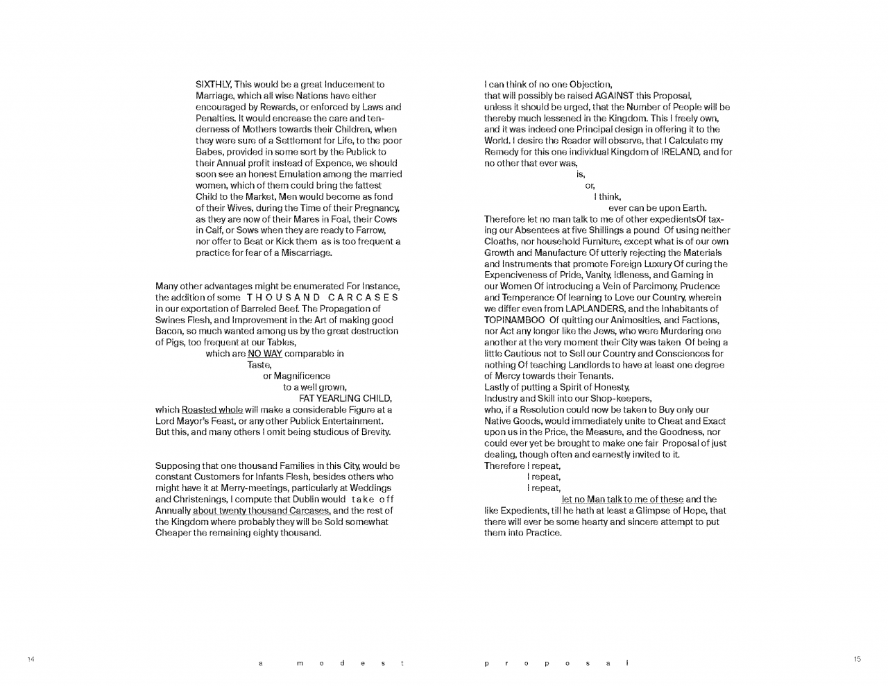 Content work of A modest proposal