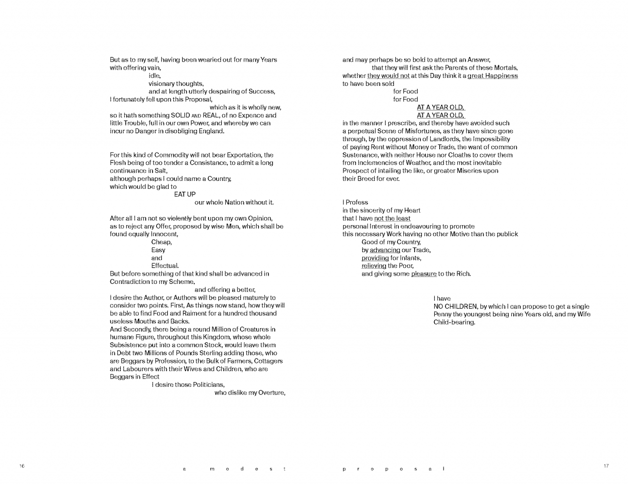 Content work of A modest proposal