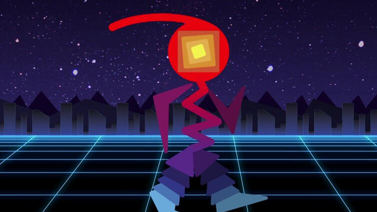 Still image from a night scene walk cycle animation.