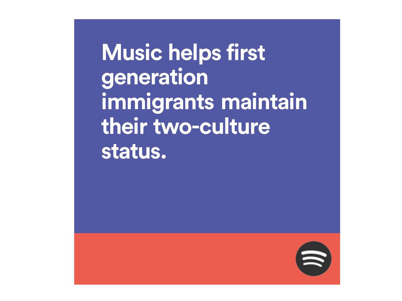 Potential Spotify advertisement with a focus on reaching out to immigrant listeners. 