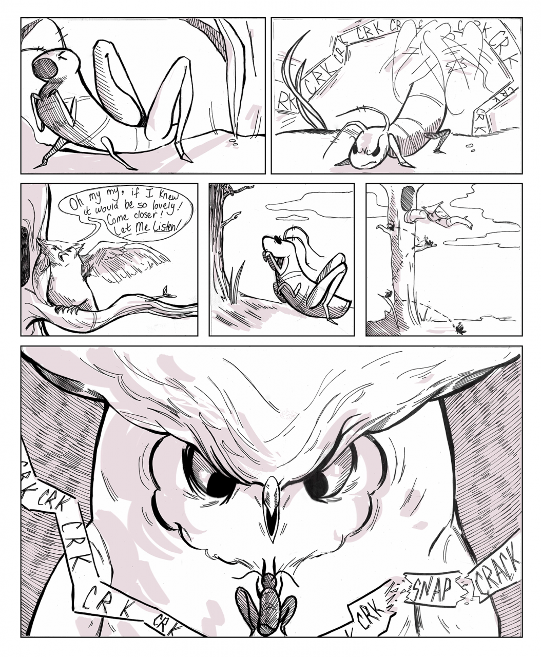 Fable of the owl and the cricket adapted into a comic.