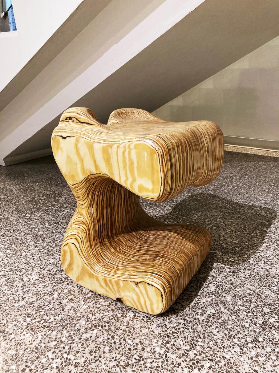 Stool made of laminated plywood by Lydia Egge.