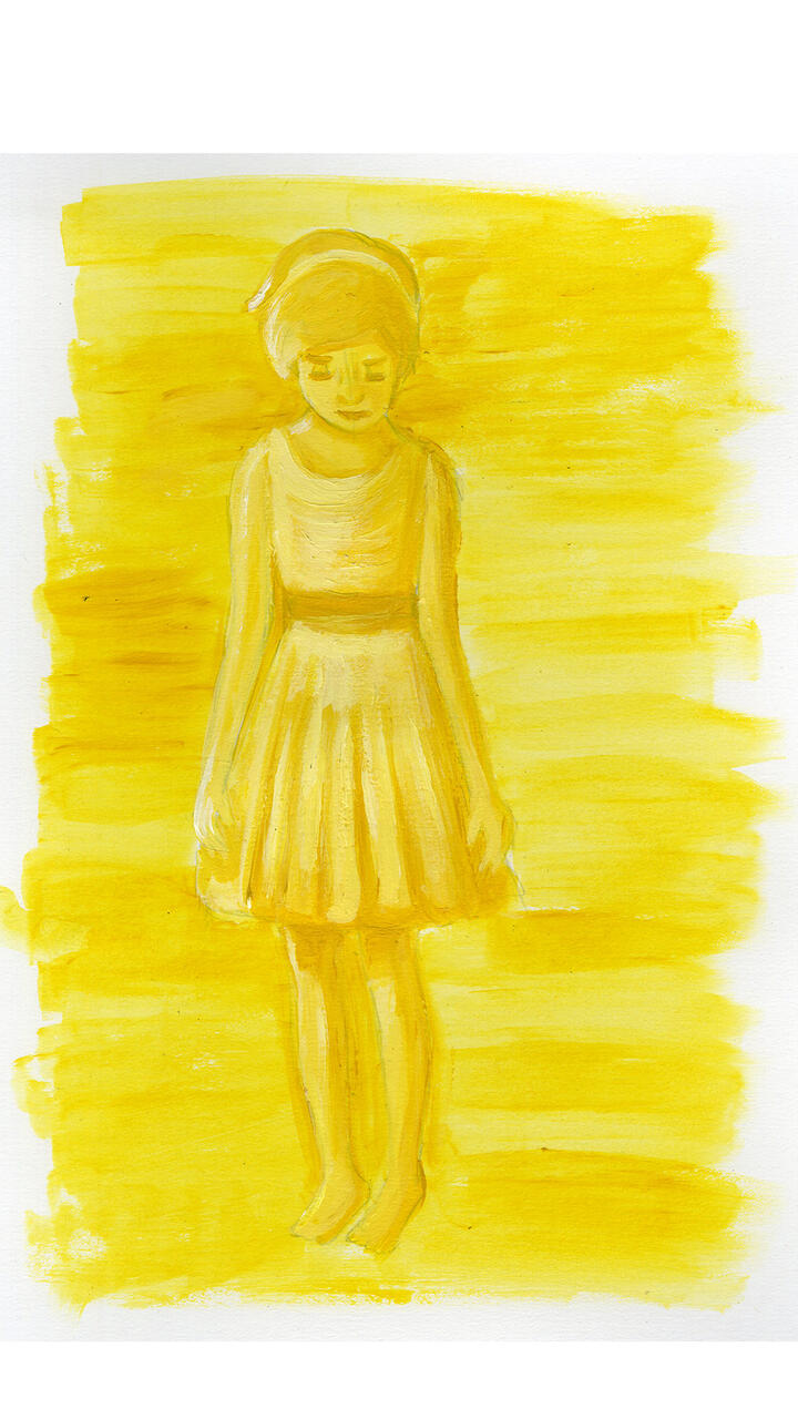 Illustration of a full body figure painted in yellow.
