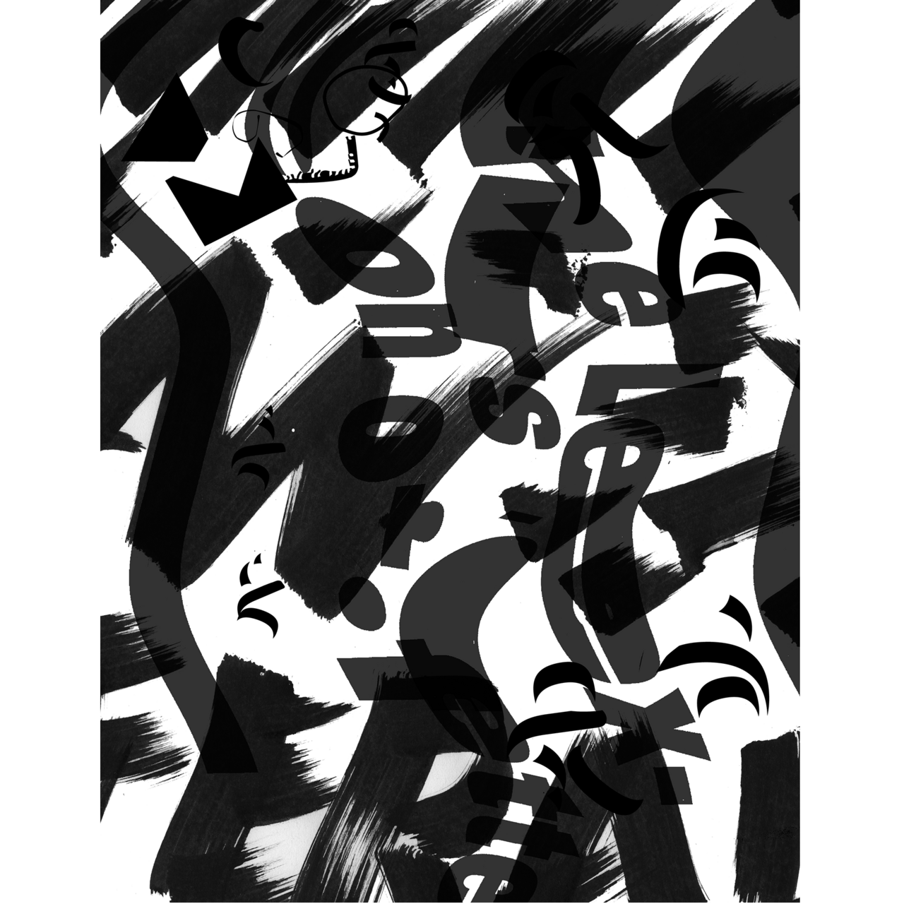 Abstract black and white typography