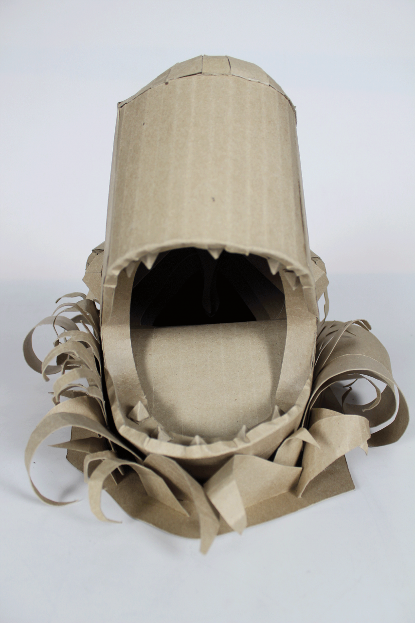 Cardboard sculpture inspired by "Moby Dick."