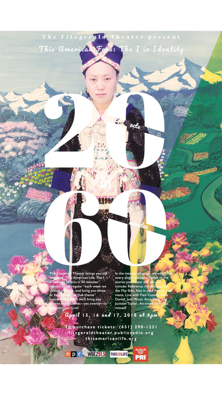 Theater Poster of a person dressing up in front of nature and the numbers 2060