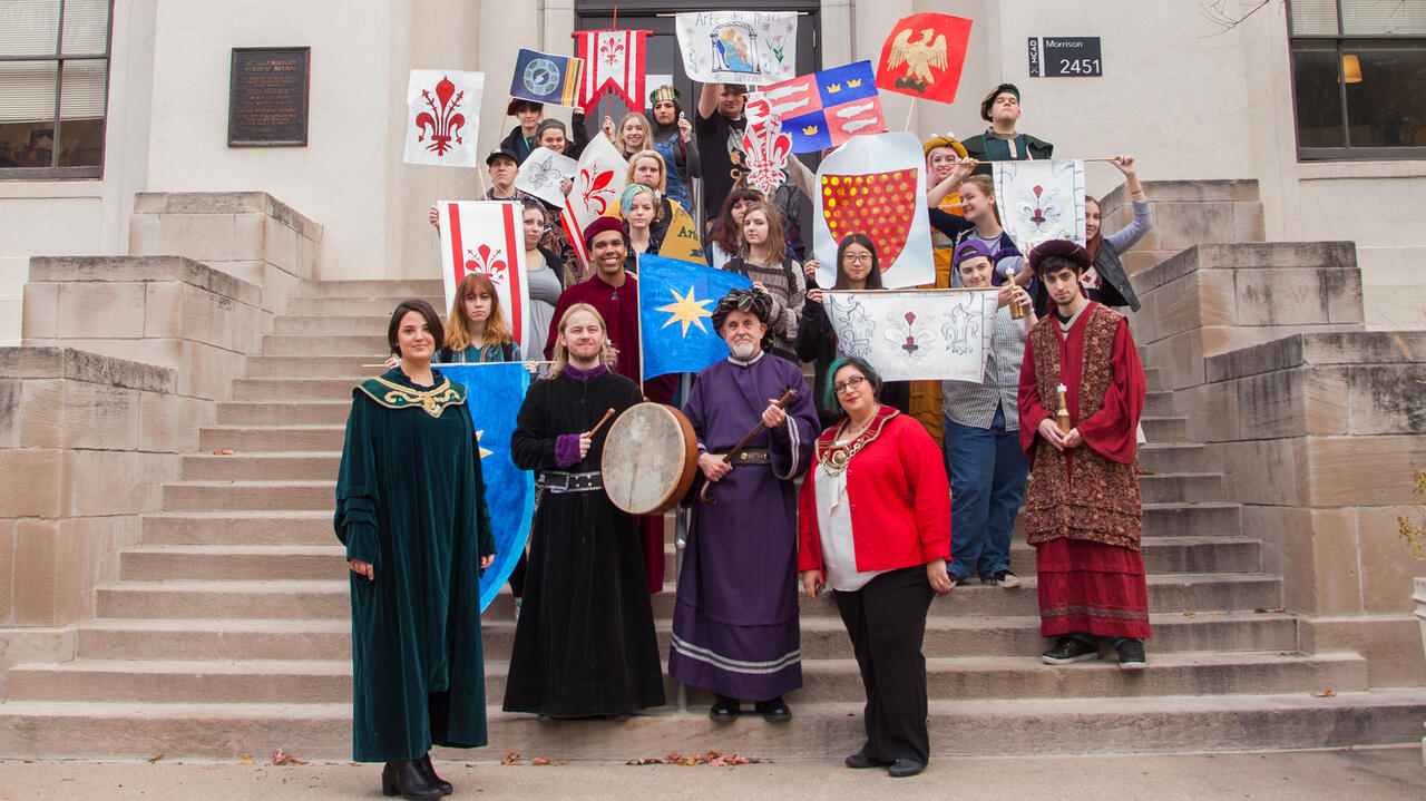 Students in Renaissance clothing for Art History