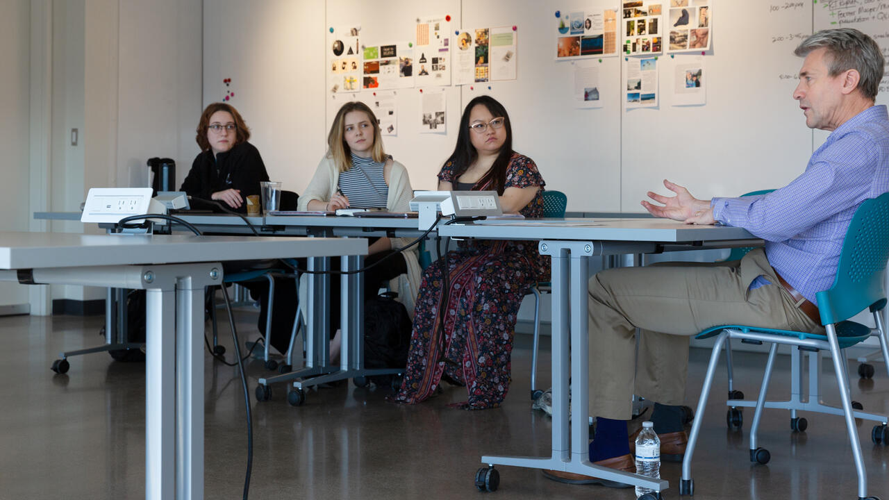 Students listing to RT Rybak speak