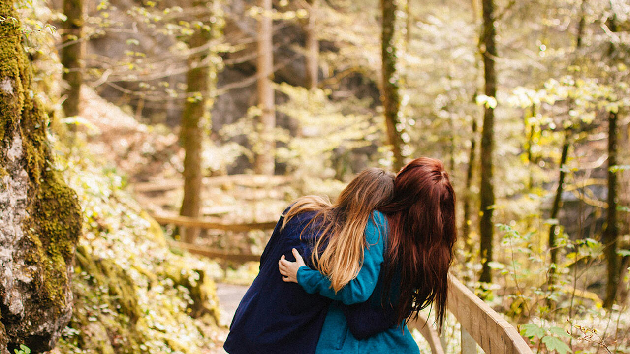 Two students on a hike