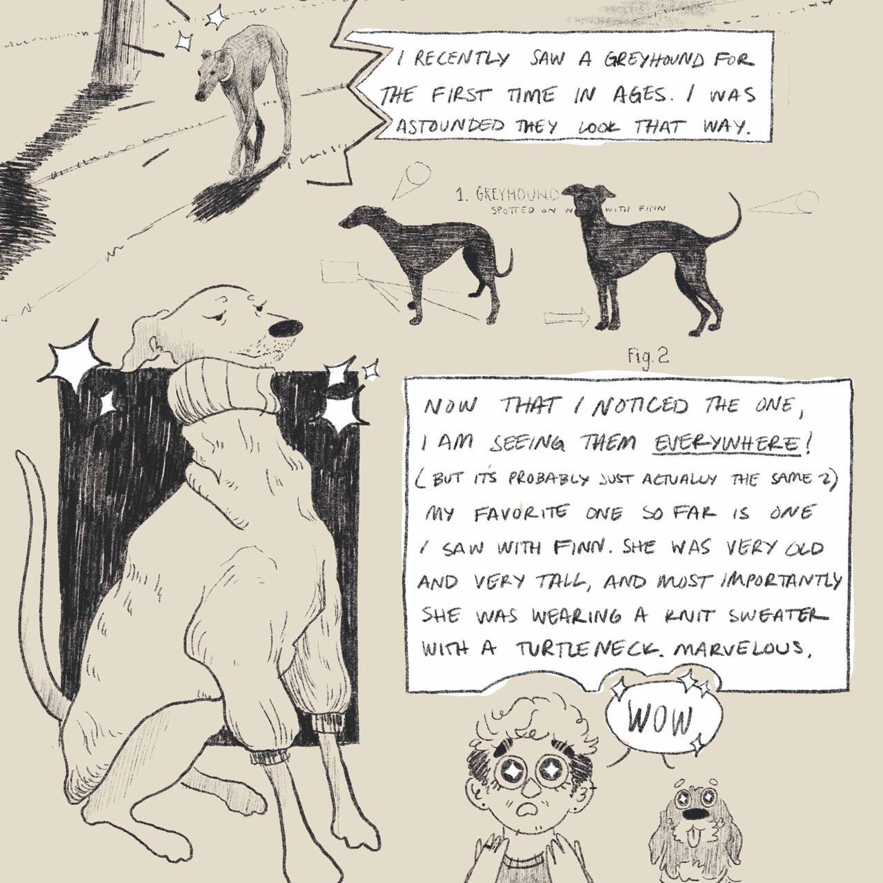 Comic about a greyhound dog