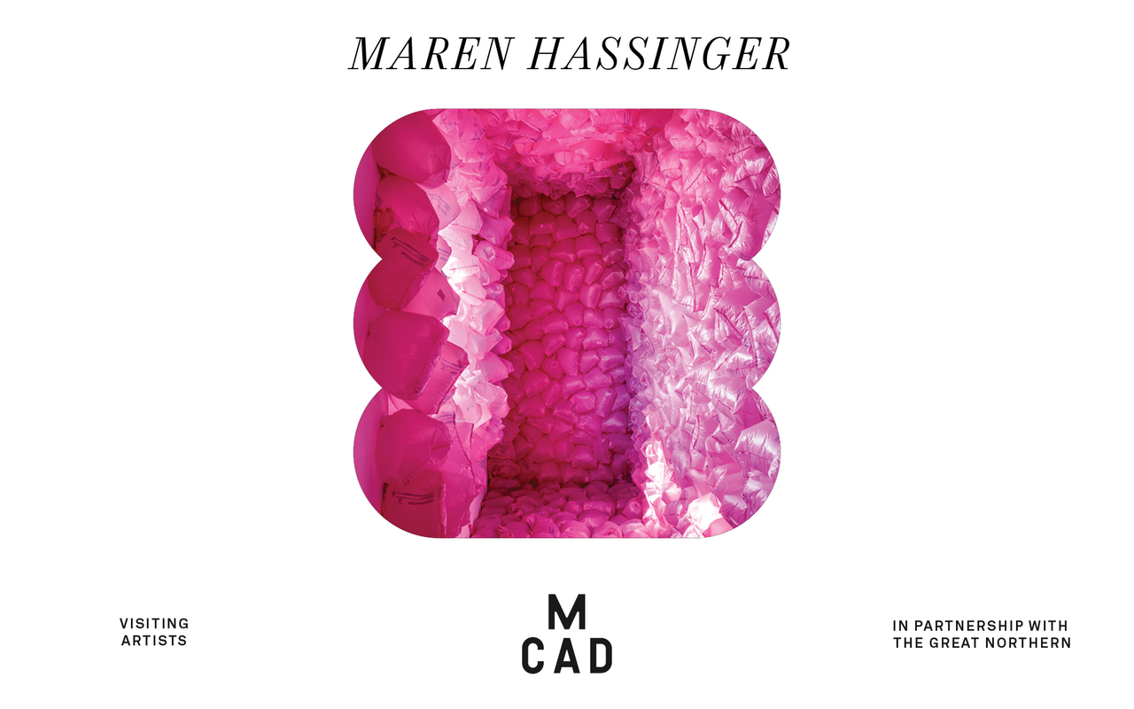 Maren Hassinger webheader featuring her art Pink Trash