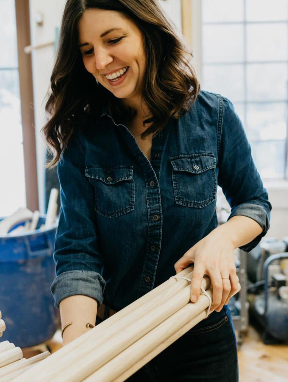 Photo of Alex working in her studio