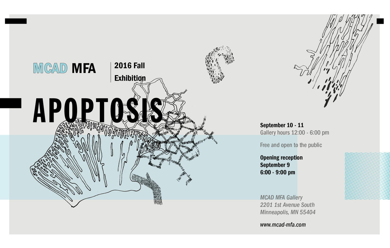 Apoptosis MFA exhibition promotional poster 