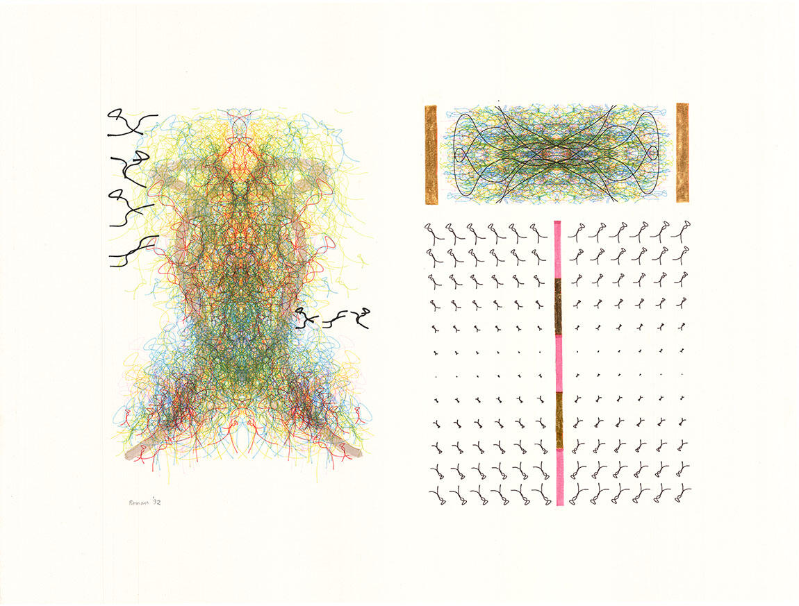 Verostko, Diamond Lake Apocalypse, #, 1992, algorithmic pen and brush plotter drawing on paper, 16 1/2 x 24 1/4 in.