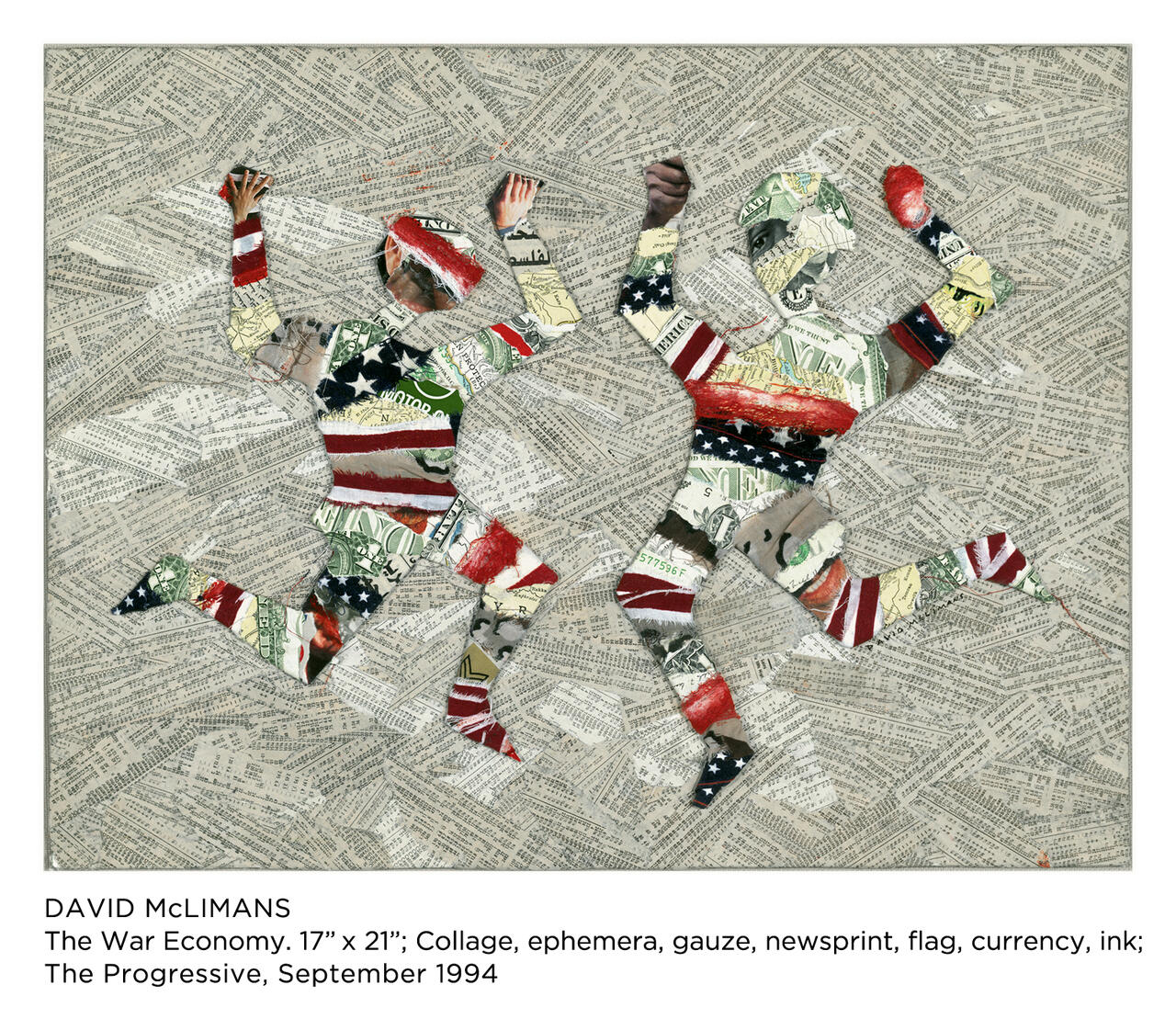 Collaged illustration, "The War Economy" by David McLimans