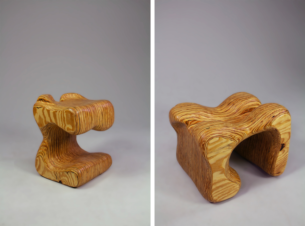 Abstract wooden stool