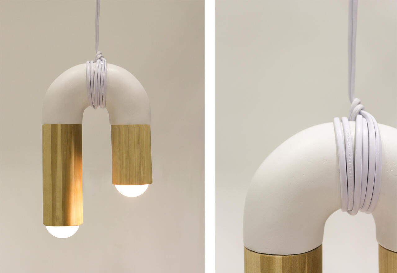 Pendant light in an uneven u-shape