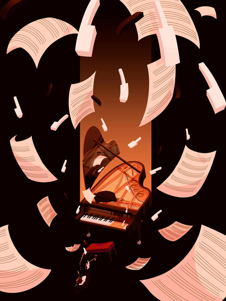 Piano inspired word play illustration by Taylor Cato
