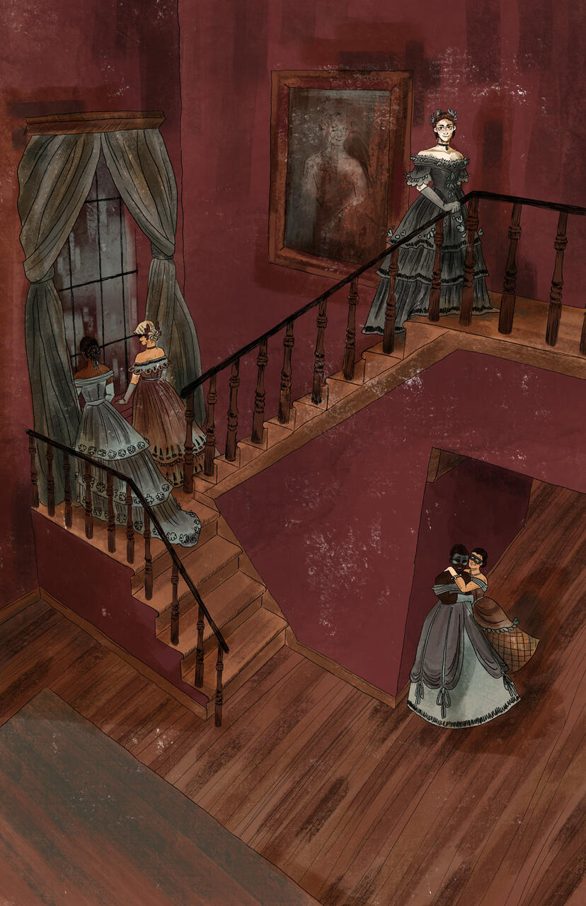Environment study with characters by Ren Harris