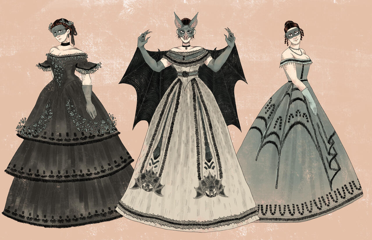 Character costume design sheet by Ren Harris