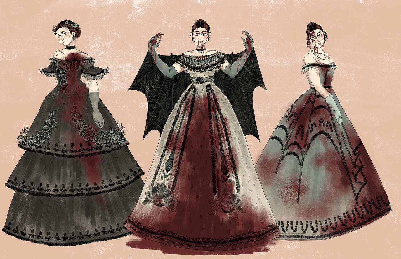 Character costume design sheet by Ren Harris