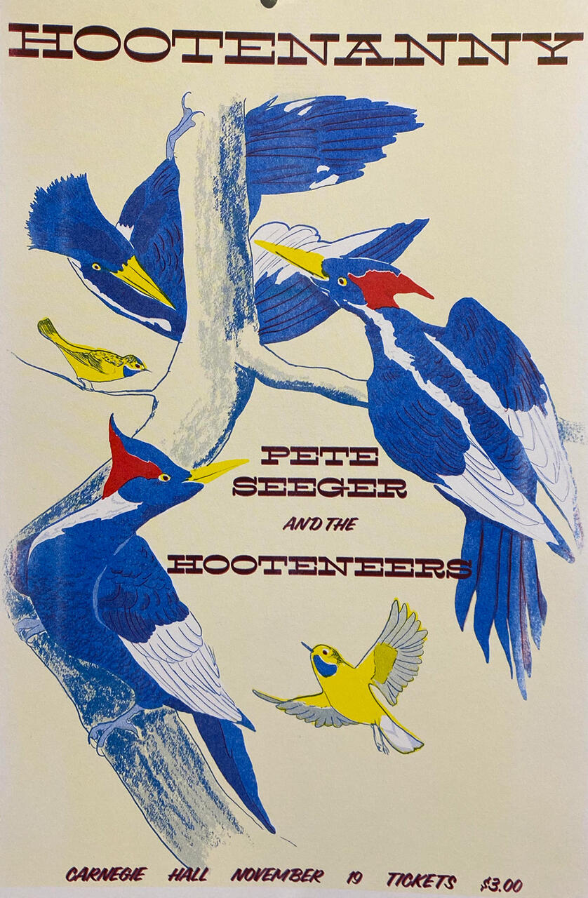 Pete Seeger and the Hooteneers risograph concert poster by Breanna Hickmott