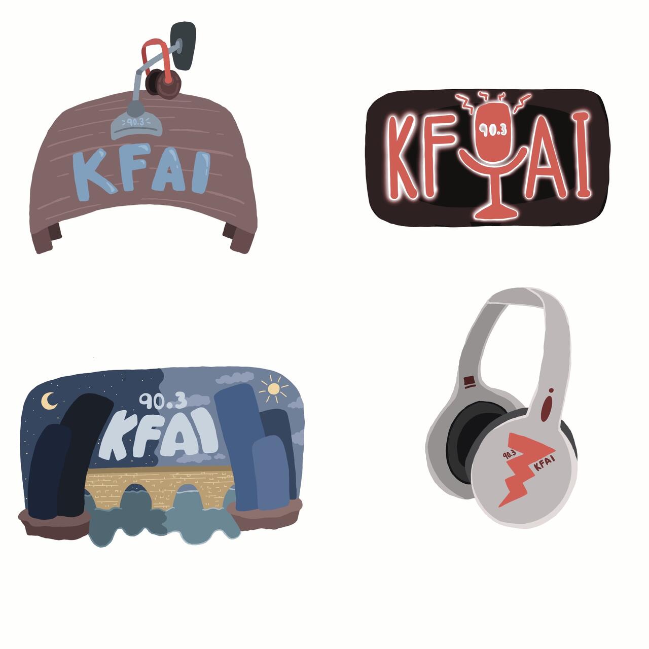 KFAI sticker designs by Collette Johnson