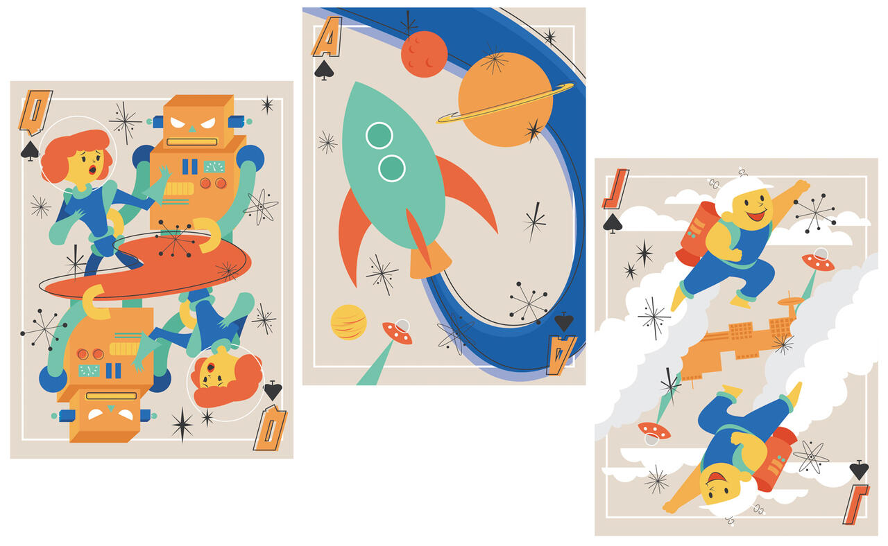 Space-themed playing cards designed by Kenzie Lindow