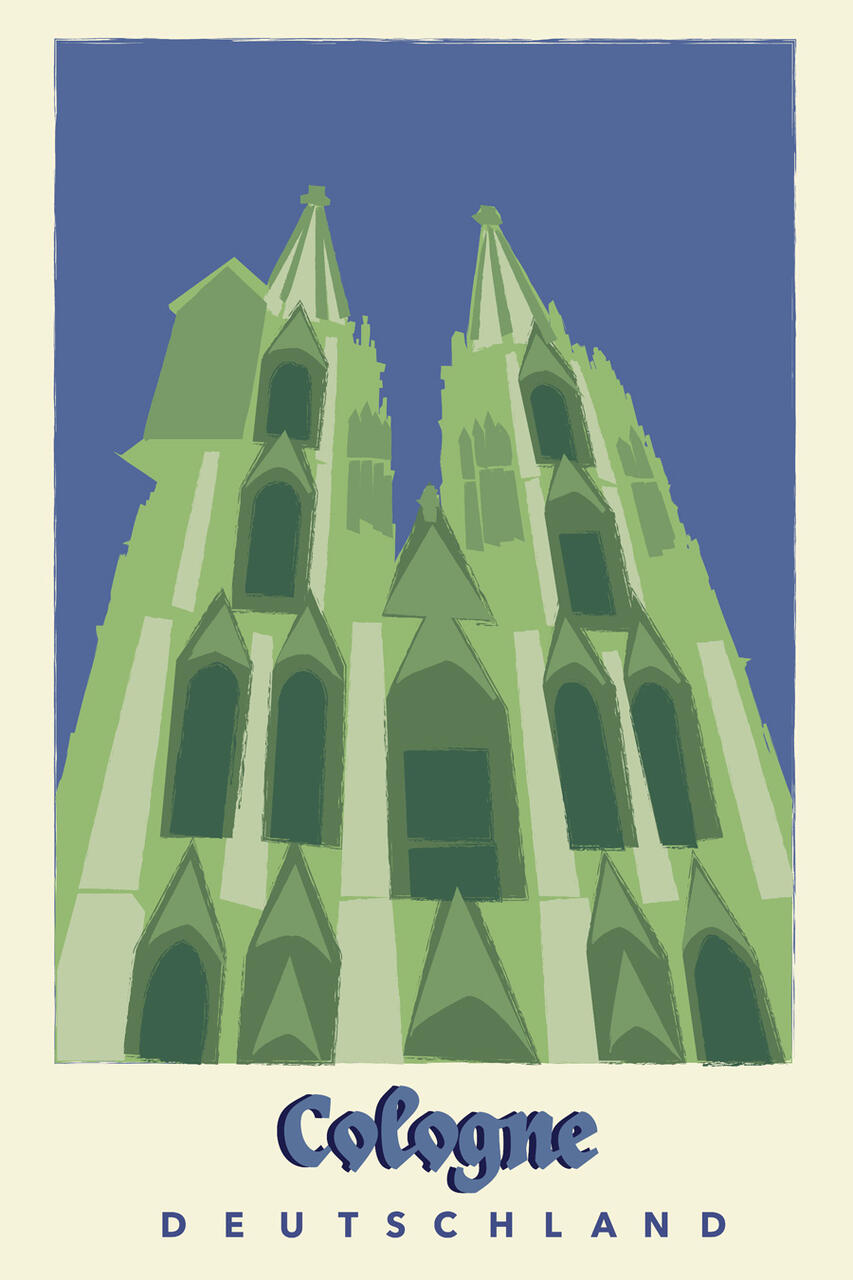 Travel poster of Cologne, Germany by Celia Prom