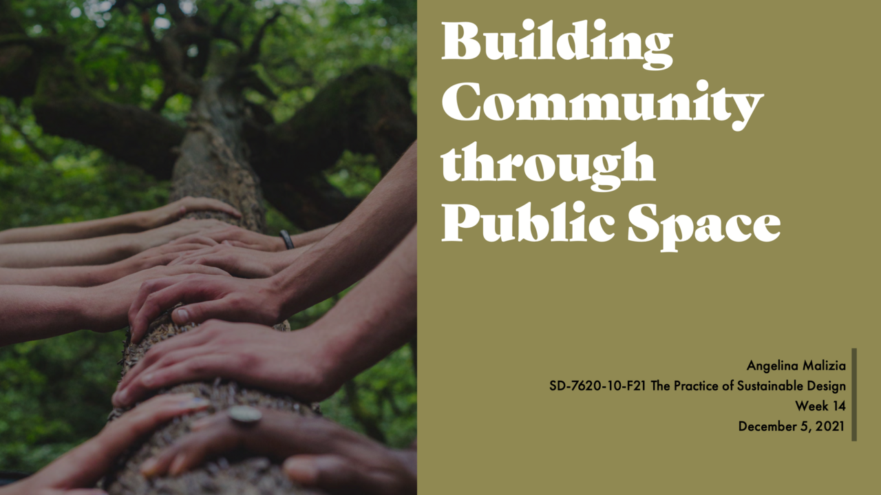 Building Community through Public Space presentation by Angelina Malizia