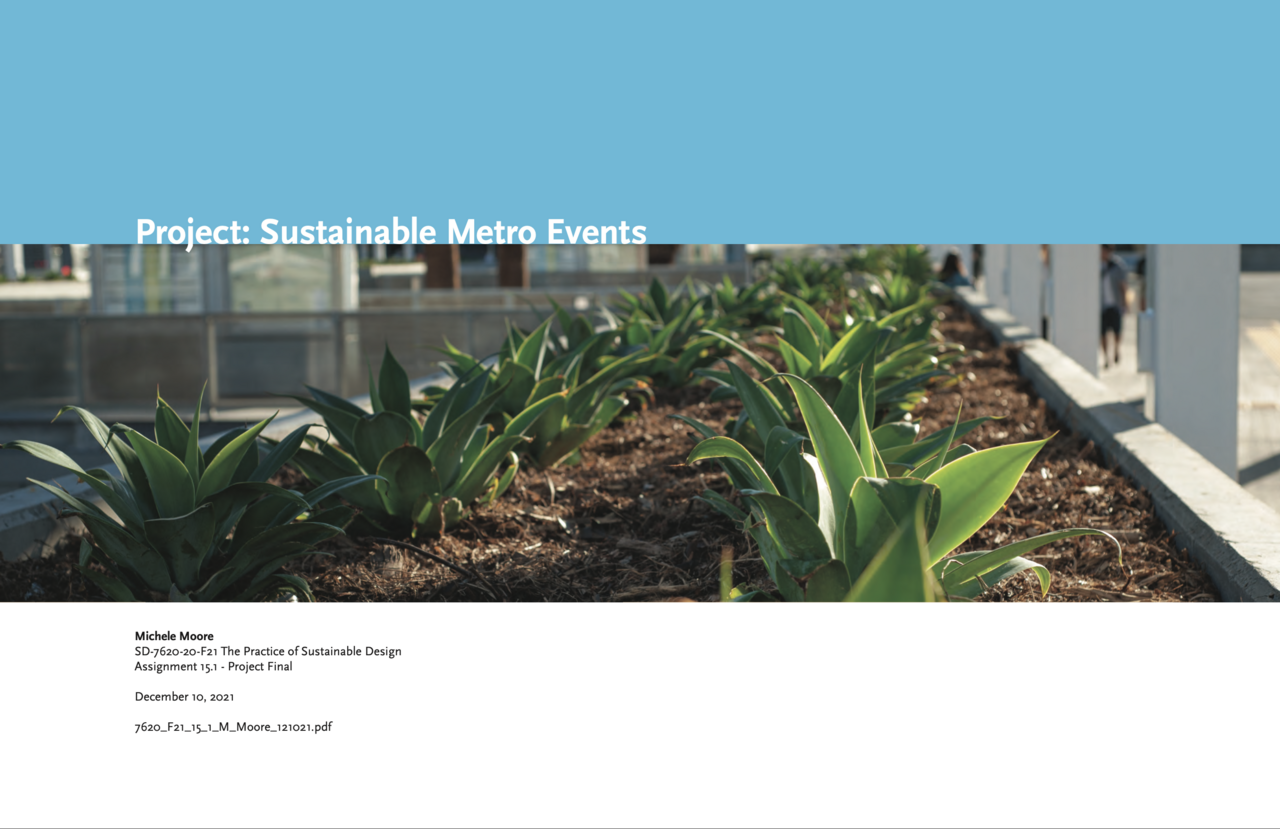 Project: Sustainable Metro Events by Michele Moore