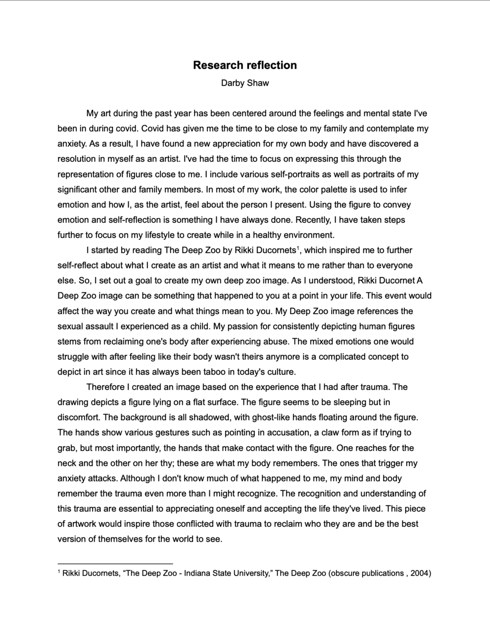 Research reflection by Darby Shaw