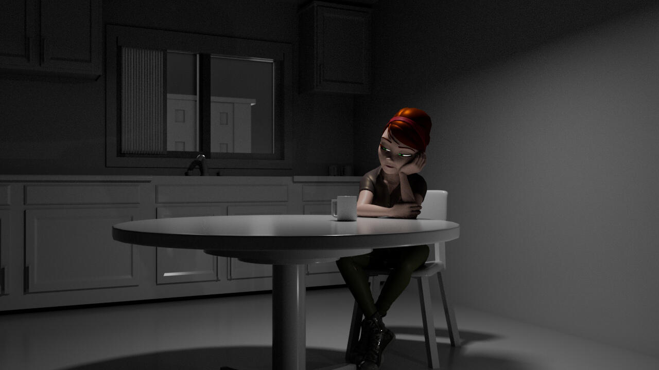 Lighting study with character in a kitchen by Ethan Sullivan