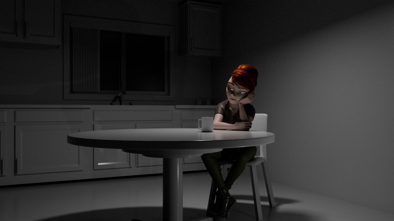 Lighting study with character in a kitchen by Ethan Sullivan