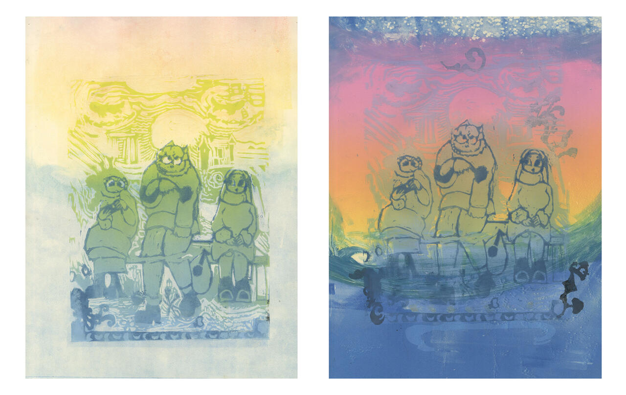 Multicolor relief print by Bella Arnquist