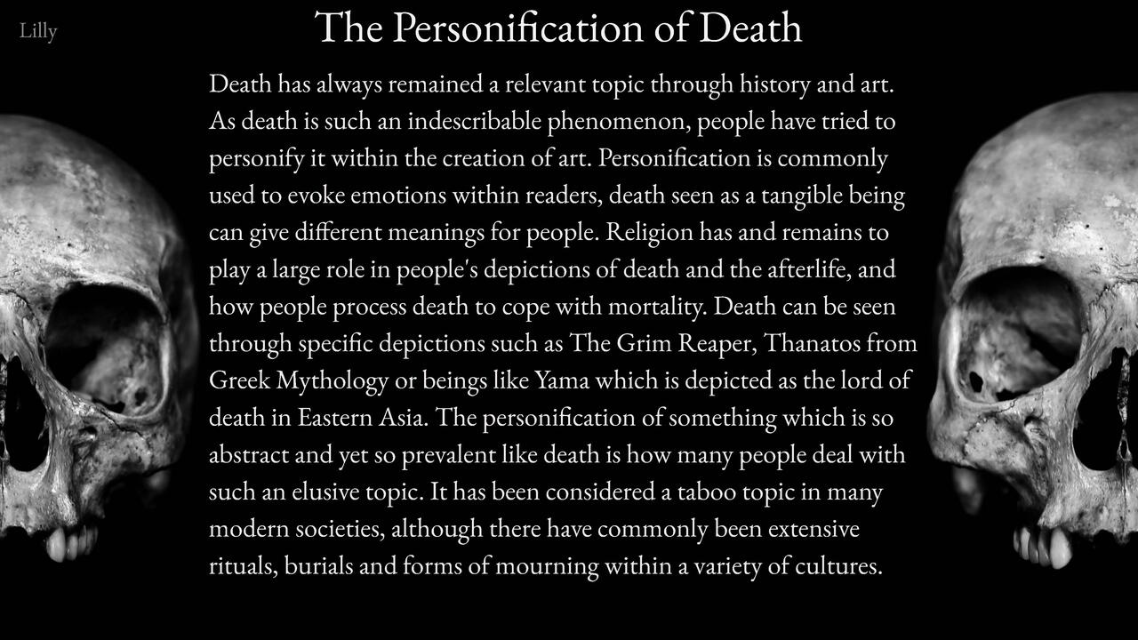 The Depictions of Death, the Dead and the Deceased Body