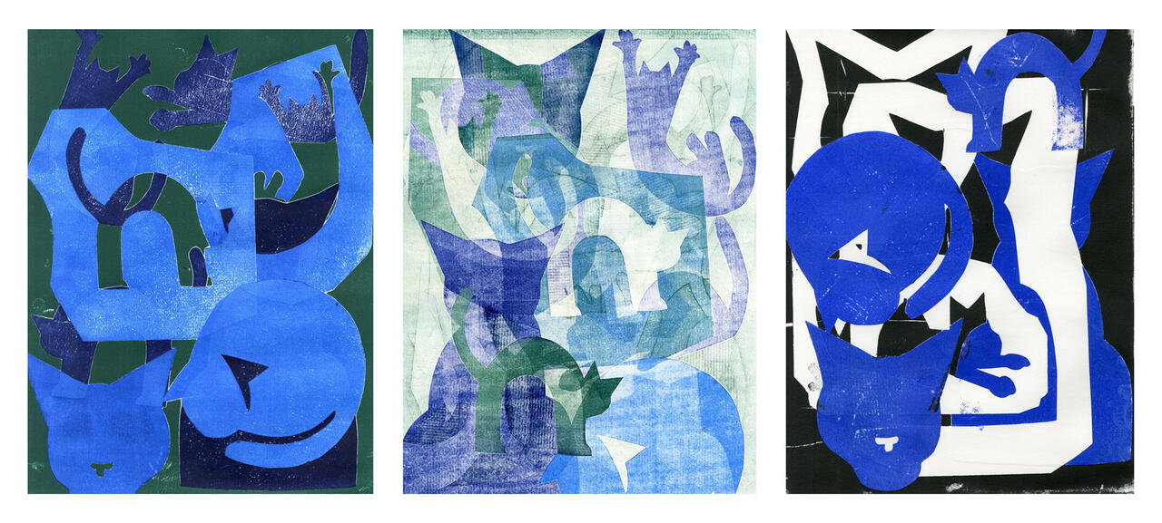 Stencil monotype prints by Tammy Mussack